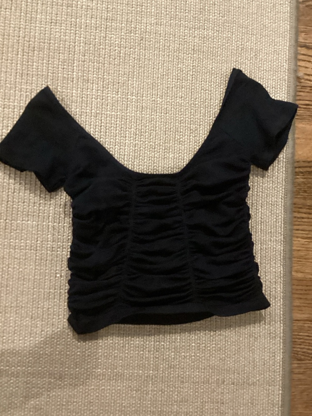 Free People Black Ruched Off-Shoulder Crop Top